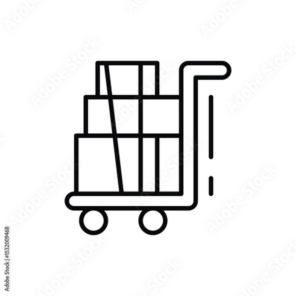 Obraz Airport Baggage Trolley Icon Outline Style Thin Line Symbol for Luggage and Travel Services