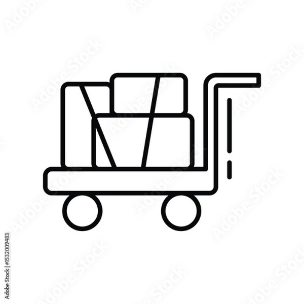 Obraz Outline Icon of Airport Baggage Trolley Thin Line Symbol for Luggage and Passenger Travel