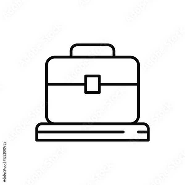Obraz Outline Icon of Baggage Carousel with Briefcase Thin Line Symbol for Airport Luggage Handling