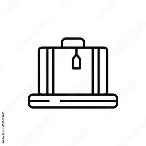 Obraz Business Suitcase on Conveyor Belt Icon Thin Line Outline Style for Travel or Transport Concept