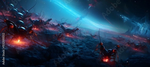 Fototapeta Galaxy Version of ant war world, ai generative