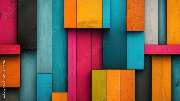 Fototapeta Bold vertical and horizontal stripes in bright tones, arranged in a visually engaging geometric pattern.