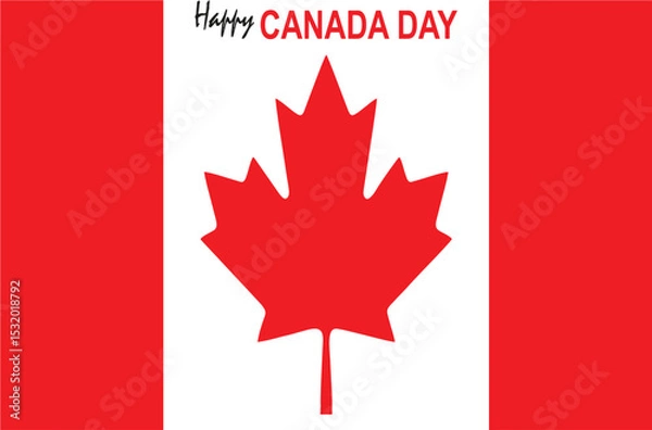 Fototapeta Happy Canada Day. Canadian flag featuring the iconic maple leaf emblem. The flag symbolizes unity and the spirit of the nation. EPS 10.
