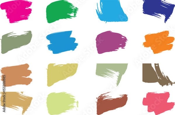 Fototapeta Colorful Ink brush stroke Design element in grunge style. Paintbrush strokes dirty texture artistic design elements. Grimy banner backdrops on white background. Paint color shades. EPS 10
