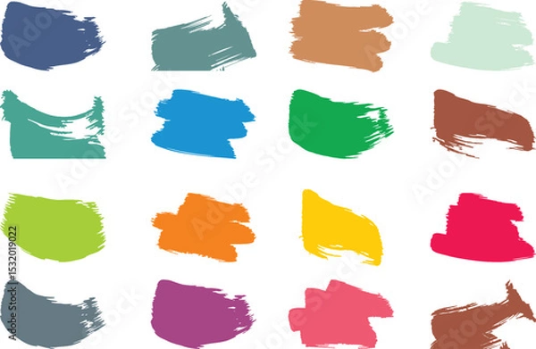 Fototapeta Colorful Ink brush stroke Design element in grunge style. Paintbrush strokes dirty texture artistic design elements. Grimy banner backdrops on white background. Paint color shades. EPS 10 