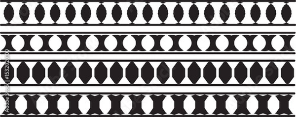 Fototapeta Scalloped edge shapes vector set. Simple scalloped border. stripe, tape collection isolated on white background. Scalloped edge border and frame set. modern brutalism forms.