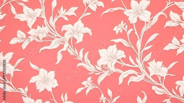 Fototapeta Seamless floral pattern with vintage leaves and nature-inspired decorative elements