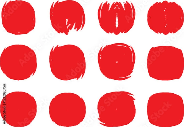 Obraz red set brush stroke shaped like a bold arc Red set paint stroke, ink brush, strokes, brushes, lines, frames, box, grungy. Grungy brushes collection. stroke paint boxes on white background.different