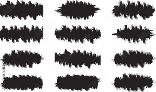 Obraz Ink brush strokes. Grunge Brush Strokes Set. Straight line vector brush strokes. Black hand. clip art. Paint splatter Paint stroke. Only commercial use.paint line textures. Grungy sketchy rectangle te