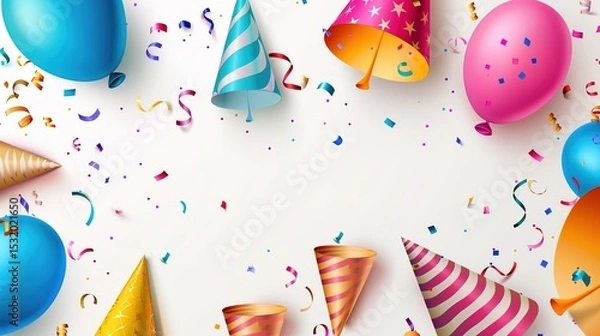 Obraz Celebration Background: A white background with subtle shadows, featuring a minimalist design. Perfect for birthdays, graduation ceremonies, or any other joyous occasions.