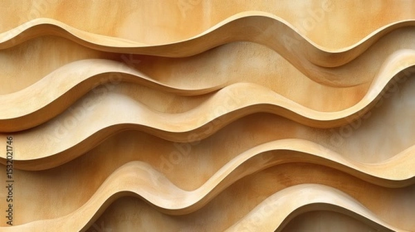 Fototapeta Abstract wavy wooden texture with smooth curves and a warm color palette. The design creates a sense of depth and movement.