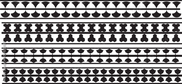 Obraz Scalloped edge shapes vector set. Simple scalloped border. stripe, tape collection isolated on white background. Scalloped edge border and frame set. modern brutalism forms.