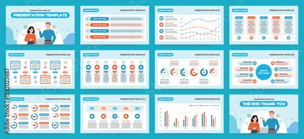 Fototapeta Modern presentation slide templates. Infographic elements template set for web, print, annual report brochure, business flyer leaflet marketing and advertising template. Vector Illustration.