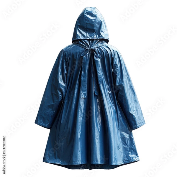 Obraz Rear view of a hooded raincoat with tie at the back neck on transparent background
