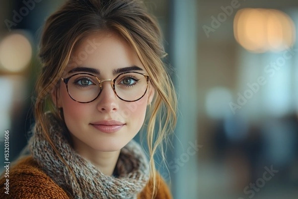 Fototapeta A girl helps a client at a bank. Generative AI