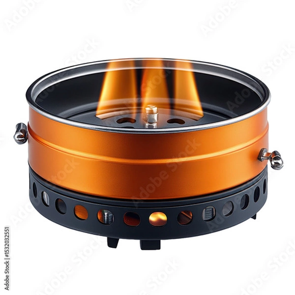 Obraz A metal stove with flames coming out of the center hole on transparent background