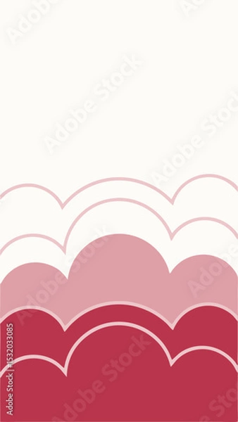 Fototapeta Abstract graphic composition of gradated pink cloud shapes with a white background
