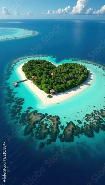 Obraz Heart-shaped isle, pristine beaches, vibrant coral reefs, nature, sand