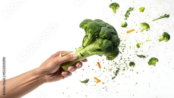 Obraz Fresh Broccoli with Flying Vegetables in Creative Food Concept