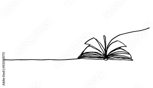 Fototapeta open book continuous line background