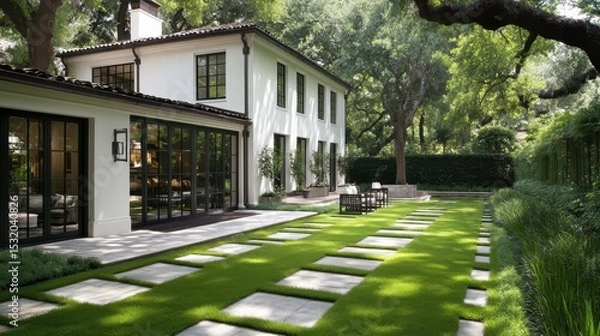 Fototapeta Stylish courtyard with a modern design.