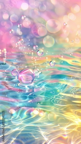 Obraz Rainbow-colored water drop ripple foam illustration poster background