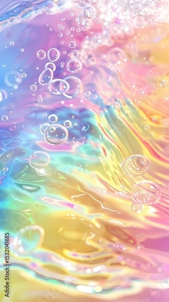 Obraz Rainbow-colored water drop ripple foam illustration poster background