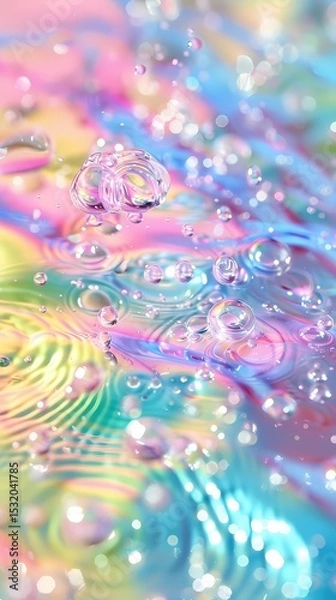 Obraz Rainbow-colored water drop ripple foam illustration poster background