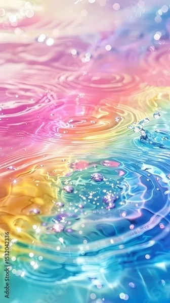Obraz Rainbow-colored water drop ripple foam illustration poster background