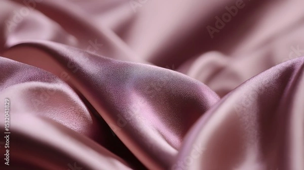 Fototapeta Beautiful draping of dark pink satin fabric on a flat surface, showcasing a luxurious texture