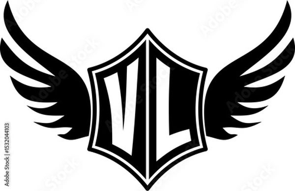 Obraz VL logo emblem with winged and shield template