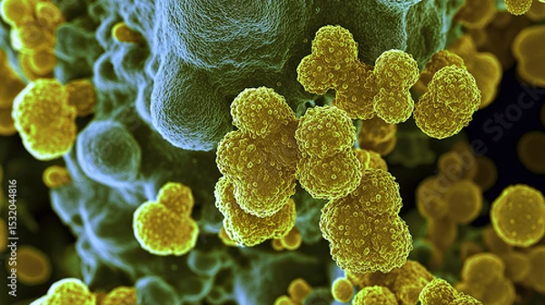 Obraz bacteria and microscope. Human Metapneumovirus. Microscope Slide