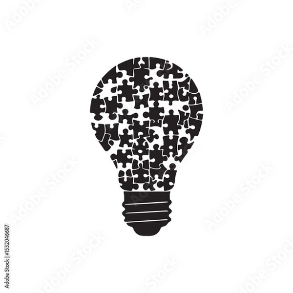 Fototapeta lightbulb brain puzzle idea