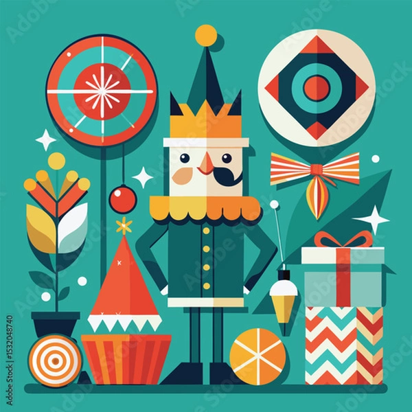 Fototapeta Colorful Abstract Design with Geometric Shapes and Lines