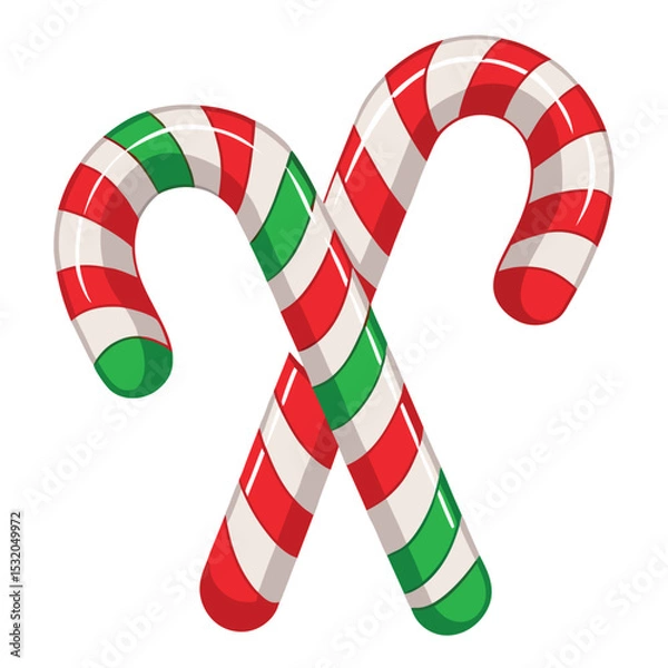 Obraz Classic Candy Canes Vector Illustration Isolated on White