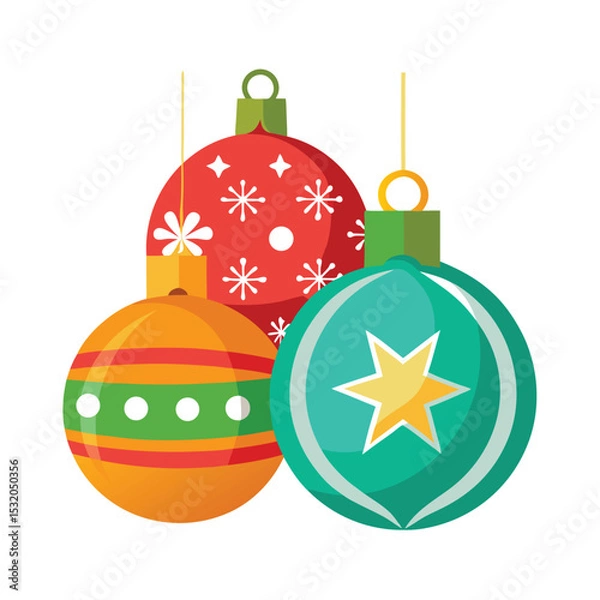 Obraz Isolated Christmas Ornaments Vector Illustration