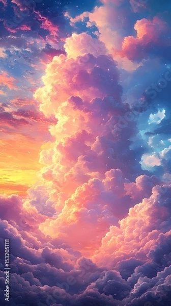 Obraz Colorful clouds outdoor landscape illustration poster background