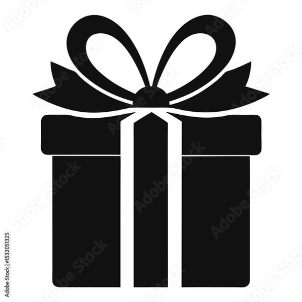 Obraz Silhouette Gift Box with Bow Wrapped Present Design