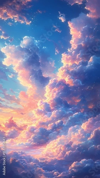 Obraz Colorful clouds outdoor landscape illustration poster background