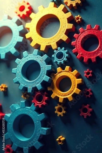 Fototapeta Interlocking gears symbolize collaboration and synergy in business , combining, innovation