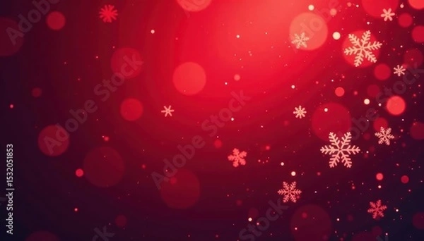 Obraz Intricate snowflakes scatter across a deep red to crimson gradient , elegant, december
