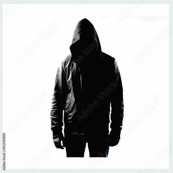 Fototapeta silhouette of a man in a hood