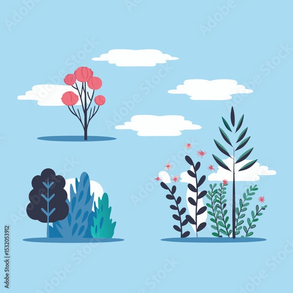 Fototapeta set of vector trees