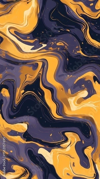 Obraz Purple and gold marble swirl liquid pattern illustration poster background