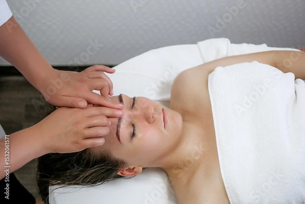 Obraz Buccal Massage Technique Performed by Professional Therapist – Natural Facial Sculpting and Anti-Aging Procedure at Spa