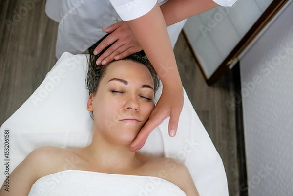 Obraz Buccal Massage Technique Performed by Professional Therapist – Natural Facial Sculpting and Anti-Aging Procedure at Spa