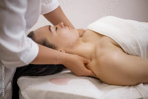 Obraz Buccal Massage Technique Performed by Professional Therapist – Natural Facial Sculpting and Anti-Aging Procedure at Spa