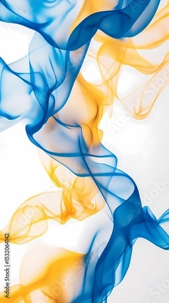 Obraz Digital technology blue and yellow gradient lines flow abstract illustration poster background