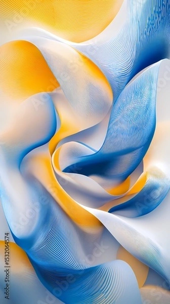 Obraz Digital technology blue and yellow gradient lines flow abstract illustration poster background