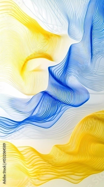 Obraz Digital technology blue and yellow gradient lines flow abstract illustration poster background